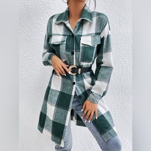 Better/Together Long Length Green Plaid Shacket